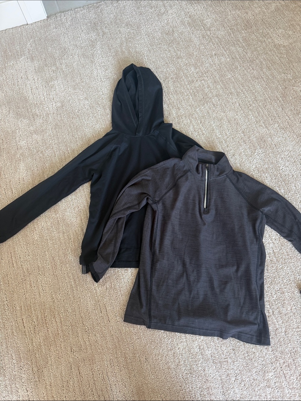 Old Navy Kids Black & Dark Gray Hooded Pullover and Zip Mock Top Set